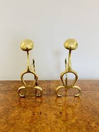 Antique Victorian Brass Andirons And