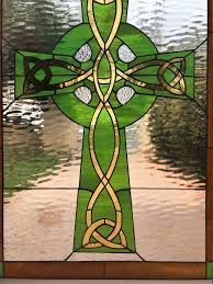 Exquisite Celtic Cross Stained Glass