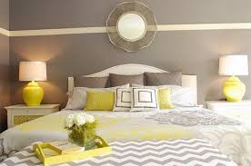 Grey And Yellow Bedroom Interior