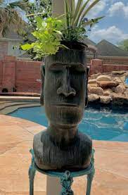 Easter Island Planter Tiki Garden Decor