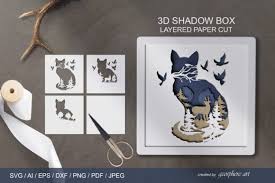 Cat 3d Shadow Box Layered Papercut