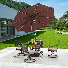 Patio Festival 8 8 Ft Fabric Patio Umbrella In Brown With Base