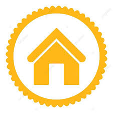 Home Flat Yellow Color Round Stamp Icon
