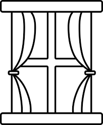 Open Curtain Window Icon In Black