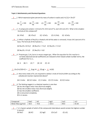 Stoichiometry Review Answer Key