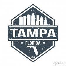 Tampa Florida Travel Stamp Icon Skyline