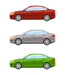 Set Of Cars Side View Diffe Colors