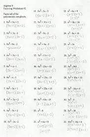 Factoring Polynomials Worksheets With