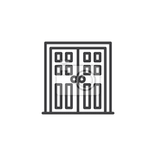 Wood Double Door Outline Icon Linear