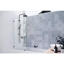 Glass Warehouse 58 25 X 30 5 Frameless Shower Bath Fixed Panel Matte Black