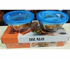 Food Storage Glass Bowl With Lid 2 Pcs