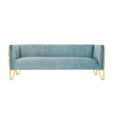 Manhattan Comfort Vector 3 Piece Ocean Blue And Gold Sofa And Armchair Set