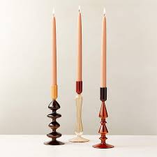 Kava Neutral Glass Taper Candle Holders