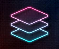 Glowing Neon Line Layers Icon Isolated