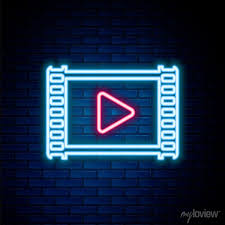 Glowing Neon Line Clapper Icon