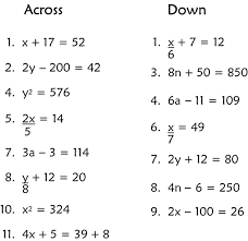 Fun Algebra Crossword Puzzle Will Help