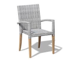Weather Rattan And Teak Stacking Chair