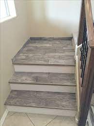 Porcelain Wood Look Tile Stairs