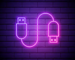 Vector Usb Cable Neon Icon Elements