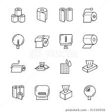 Tissue Paper Black Thin Line Icons