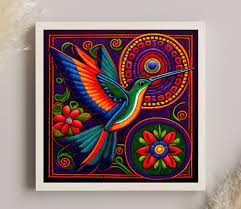 Huichol Art Hummingbird Print Mexican