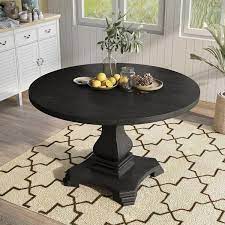 Round Brown Wood Dining Table Seats