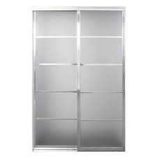 48 In X 81 In Silhouette 5 Lite Bright Clear Aluminum Frame Mystique Glass Interior Sliding Closet Door