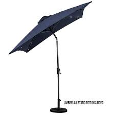9 Ft X 7 Ft Rectangular Market Solar Lighted Patio Umbrella In Navy