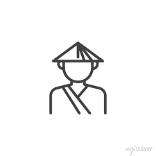 Asian Monk Line Icon Linear Style Sign
