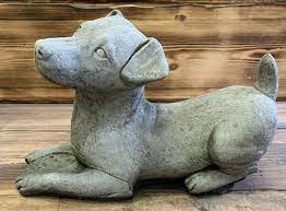 Stone Garden Laying Jack Rus Dog
