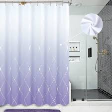 Purple Shower Curtain Set With Hooks