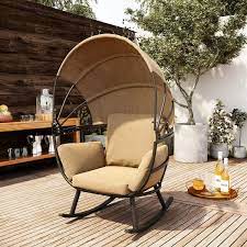 Egg Lounge Chair With Tan Cushion