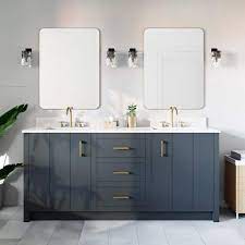 Cora 72 Inch Solid Oak Bathroom Vanity With Rectangular Undermount Sinks Navy By Randolph Morris Rmast 72nb Sqwh Navy