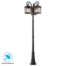 Home Decorators Collection Brimfield 3 Head Aged Iron Outdoor Post Light