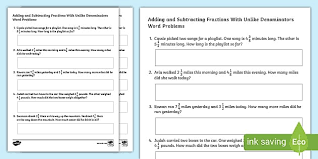 Fractions With Unlike Denominators