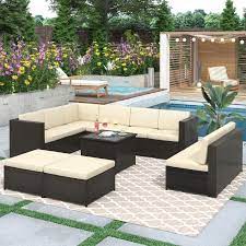 9pc Rattan Sectional Seating Group W