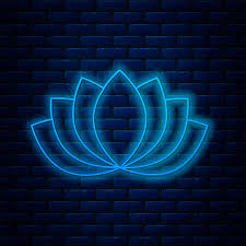 Glowing Neon Line Lotus Flower Icon