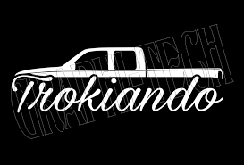 Trokiando With Truck Icon White Decal