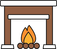 Fireplace Icon In Brown And White Color