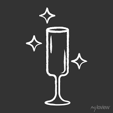 Flute Wine Glass Chalk Icon Crystal