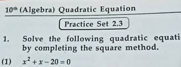 Quadratic Equation Practice Set 2 3 1