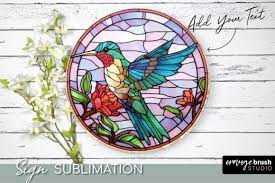Stained Glass Hummingbird Round Png