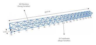 3d steel truss structure with 260 bars