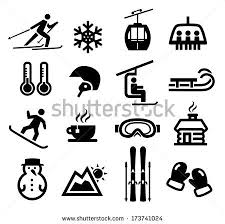 Winter Icons Representing Skiing