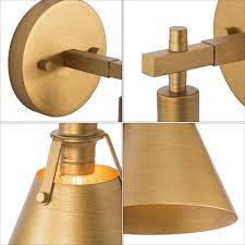 Lnc Bnav2ehd1391717 Brushed Gold Wall Sconce 6 In 1 Light Vintage Wall Light With Open Metal Bell Shade For Paintings Living Room 2 Pack