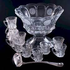 Fostoria Coin Glass Punch Bowl Set