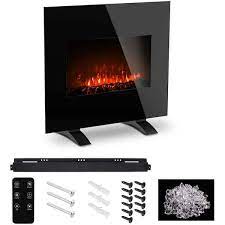 1500 Watt Black Electric Fireplace Wall Mounted Heater Freestanding Fireplace Heater With 10 Colorful Flame Quiet