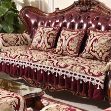 Burgundy Vintage European Jacquard Sofa