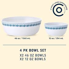 Azure Medallion 4 Piece Bowl Set