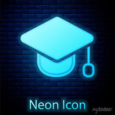 Glowing Neon Graduation Cap Icon